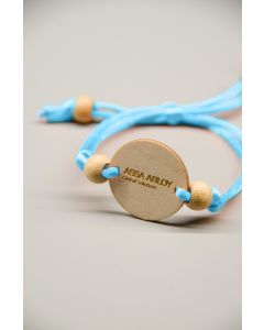 Pulsera nylon tag madera circular cuentas madera UL EV1